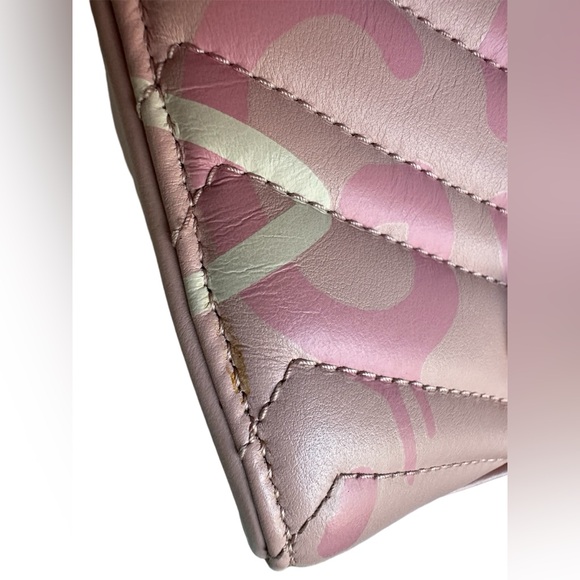 GUCCI Ghost Marmont GG Matelassé 2-way tote top handle bag pink graffiti chevron - Picture 10 of 14